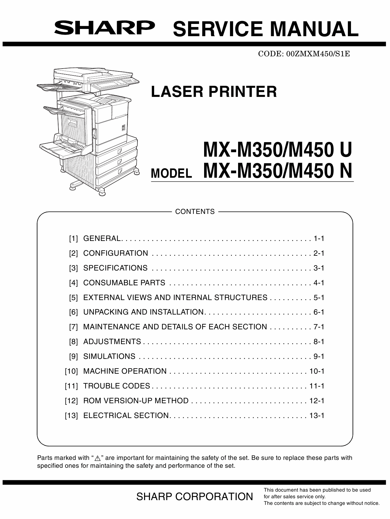 SHARP MX M350 M450 N U Service Manual-1
